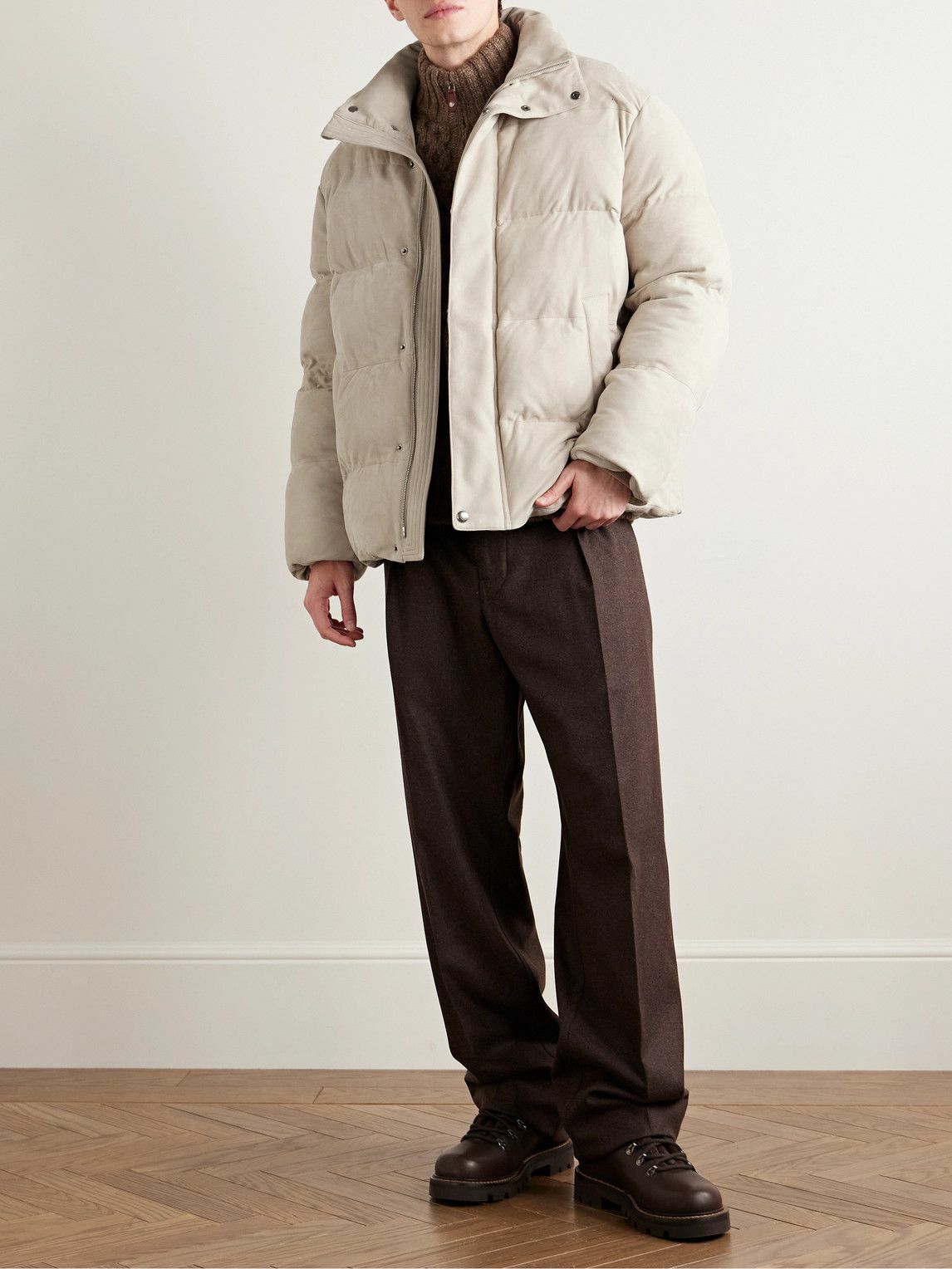 Loro Piana - Flavio Quilted Suede Jacket - Neutrals