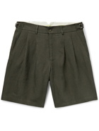 DE BONNE FACTURE - Pleated Linen Shorts - Green
