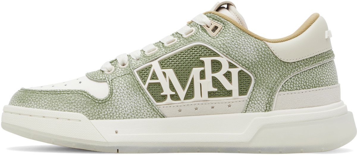 AMIRI White & Green Pebbled Classic Low Sneakers