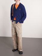 LOEWE - Logo-Embroidered Wool-Blend Cardigan - Blue