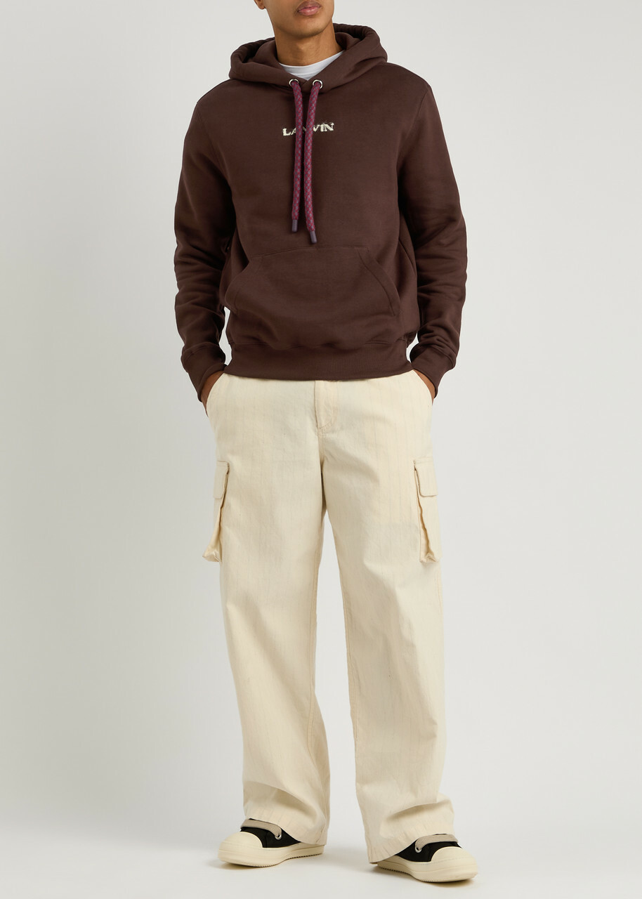 Lanvin Logo Hooded Cotton Sweatshirt Burgundy