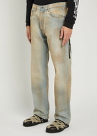 Warren Lotas Reaper Printed Straight-leg Jeans Light Blue