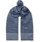 Anderson & Sheppard - Houndstooth Cashmere Scarf - Blue