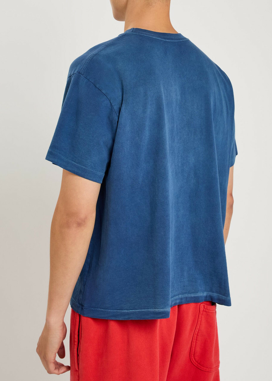 Cherry Los Angeles Chevron Boxy Paint-splatter Cotton T-shirt Navy