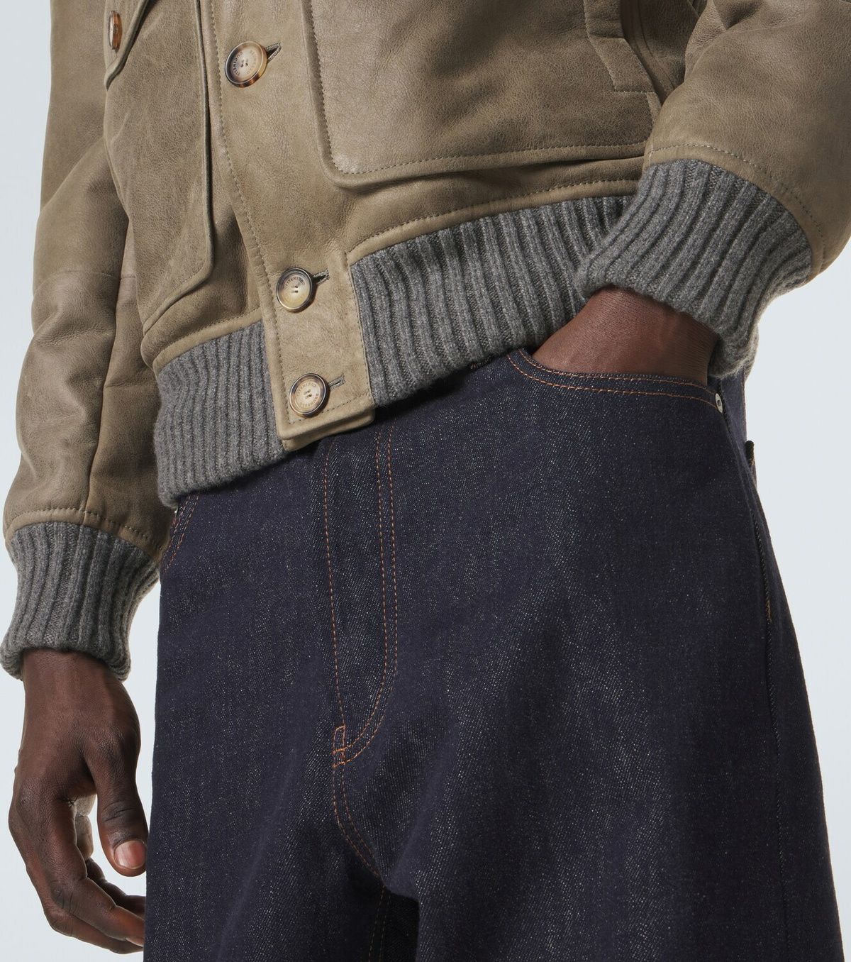 Brunello Cucinelli Shearling-lined leather blouson jacket
