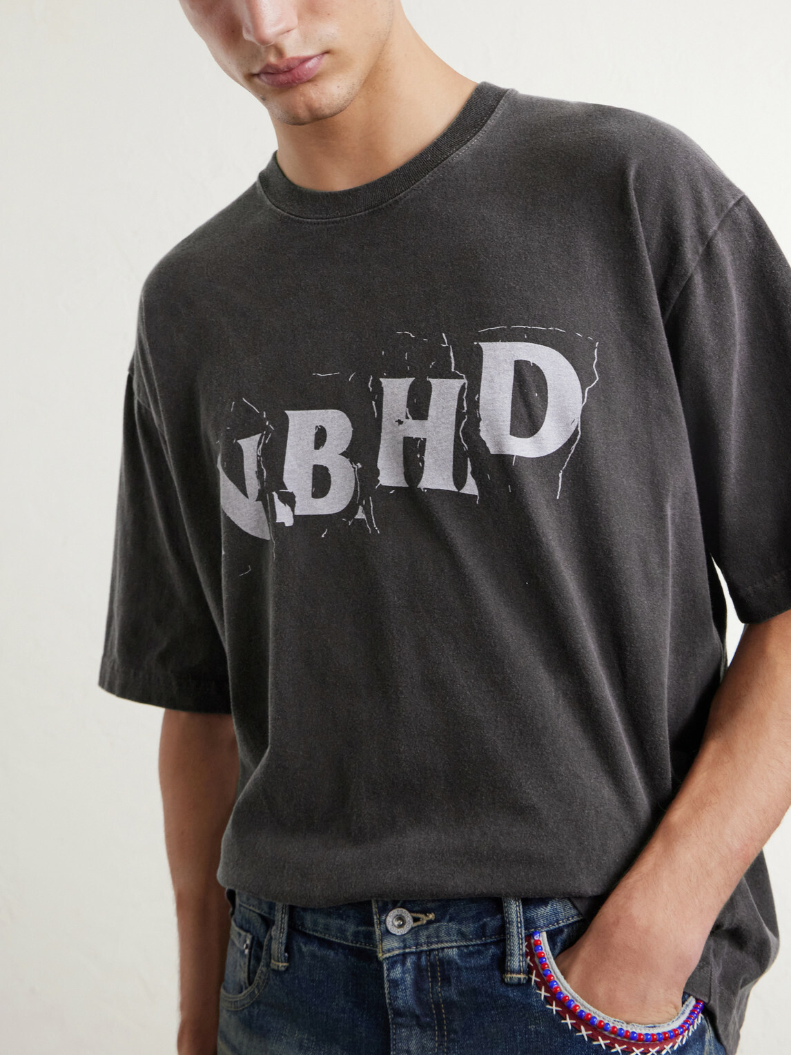 Neighborhood - Logo-Printed Cotton-Jersey T-Shirt - Gray