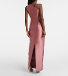 Solace London Kira draped one-shoulder satin gown