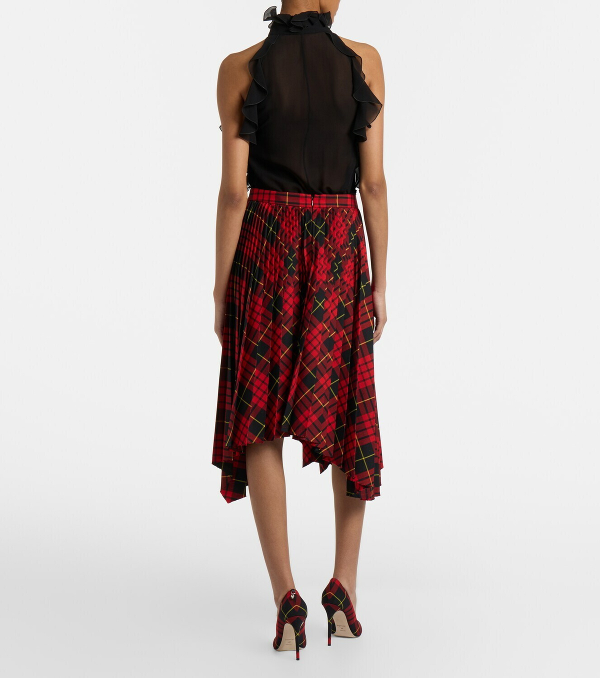 McQueen MacQueen pleated tartan midi skirt