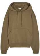 Saint Laurent Logo-embroidered Hooded Cotton Sweatshirt Khaki