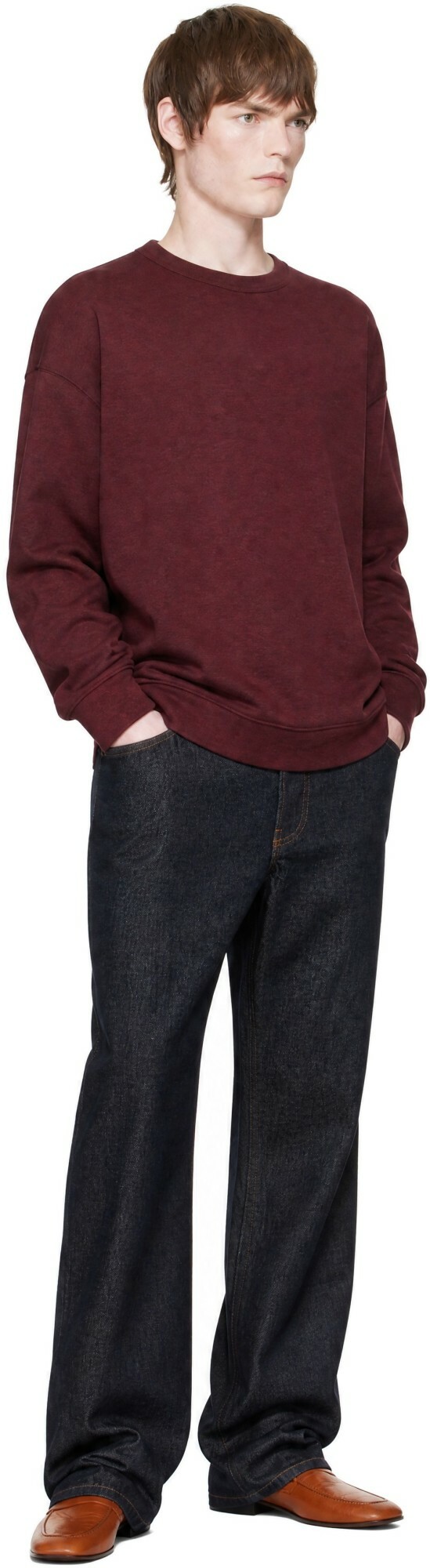 Dries Van Noten Burgundy Oversized Cotton Sweatshirt