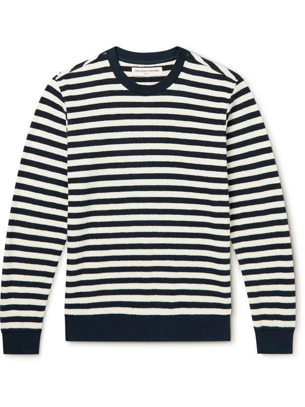 Photo: Orlebar Brown - Pierce Striped Cotton-Terry Sweatshirt - Blue