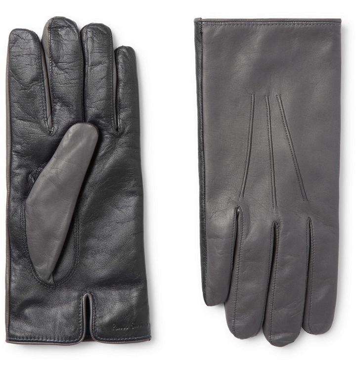 Photo: Paul Smith - Colour-Block Leather Gloves - Gray