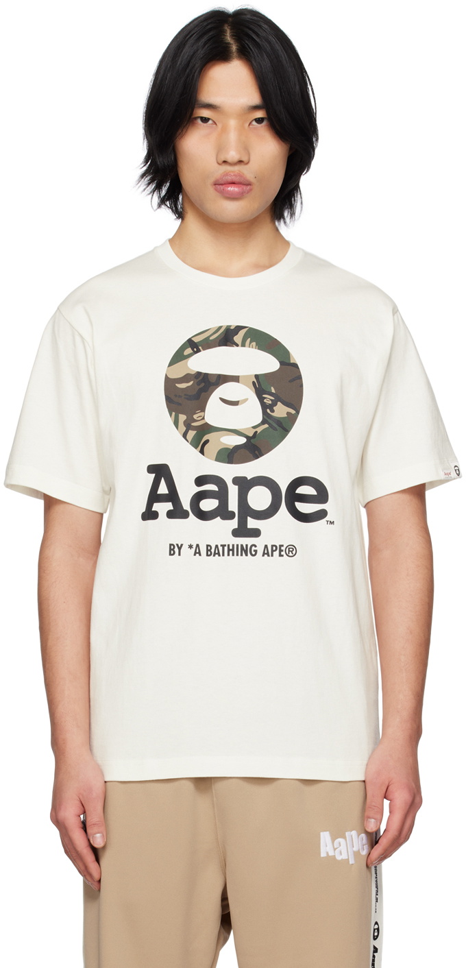 AAPE by A Bathing Ape White MoonFace Camo T-Shirt AAPE by A Bathing Ape