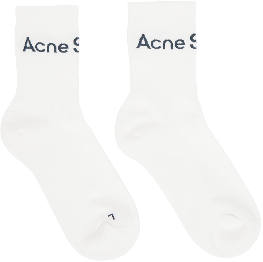 Photo: Acne Studios White Ribbed Logo Socks