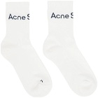 Acne Studios White Ribbed Logo Socks