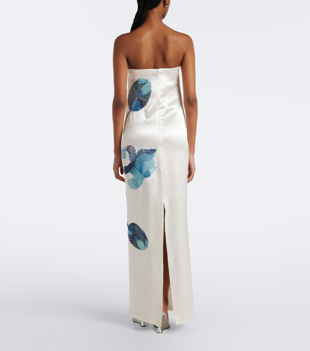 Là Fuori Floral sequined sik satin gown