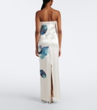 Là Fuori Floral sequined sik satin gown
