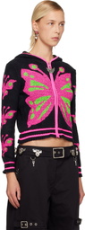 Chopova Lowena Black Neon Butterfly Hoodie
