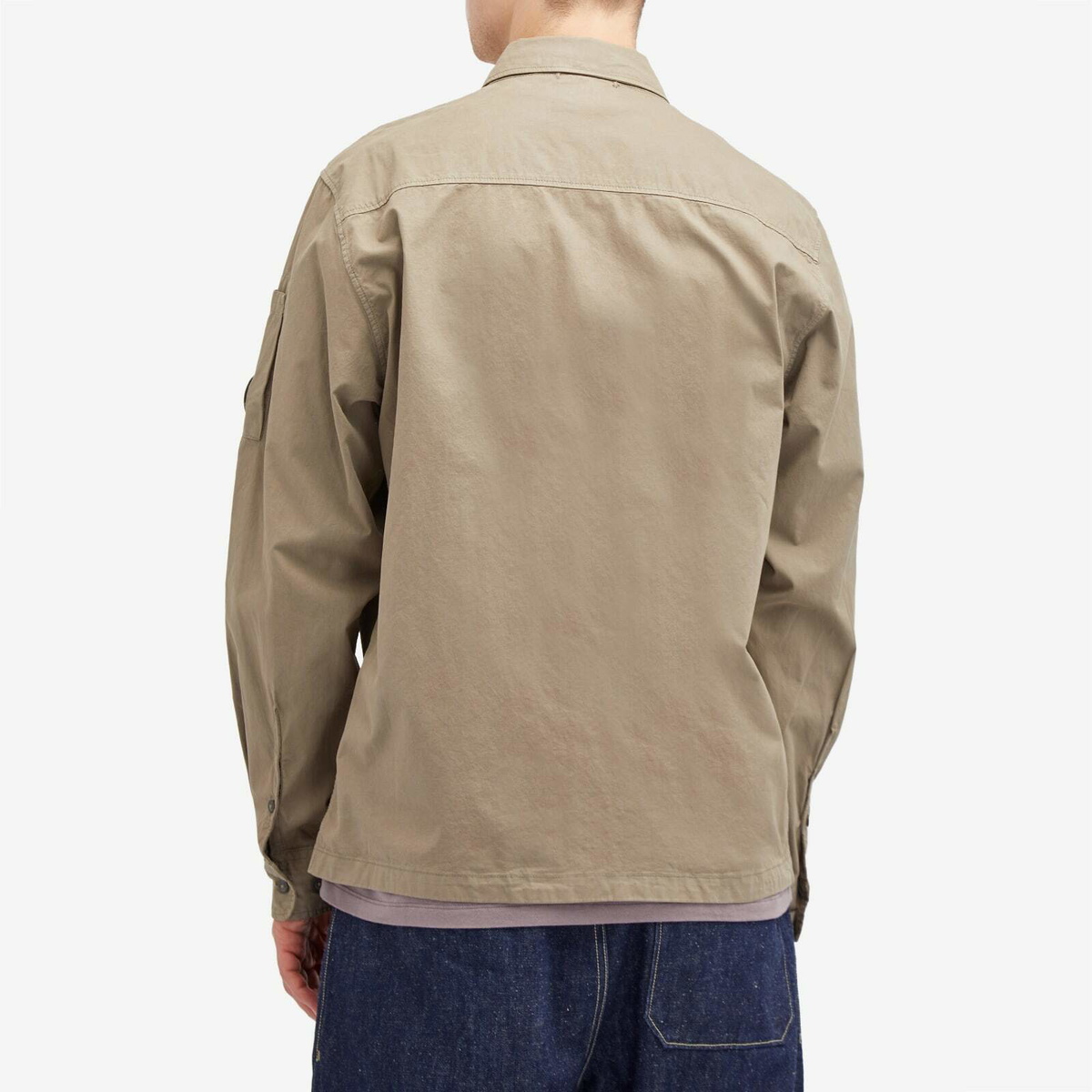 C.P. Company Men's Organic Gabardine Zip Overshirt in Walnut