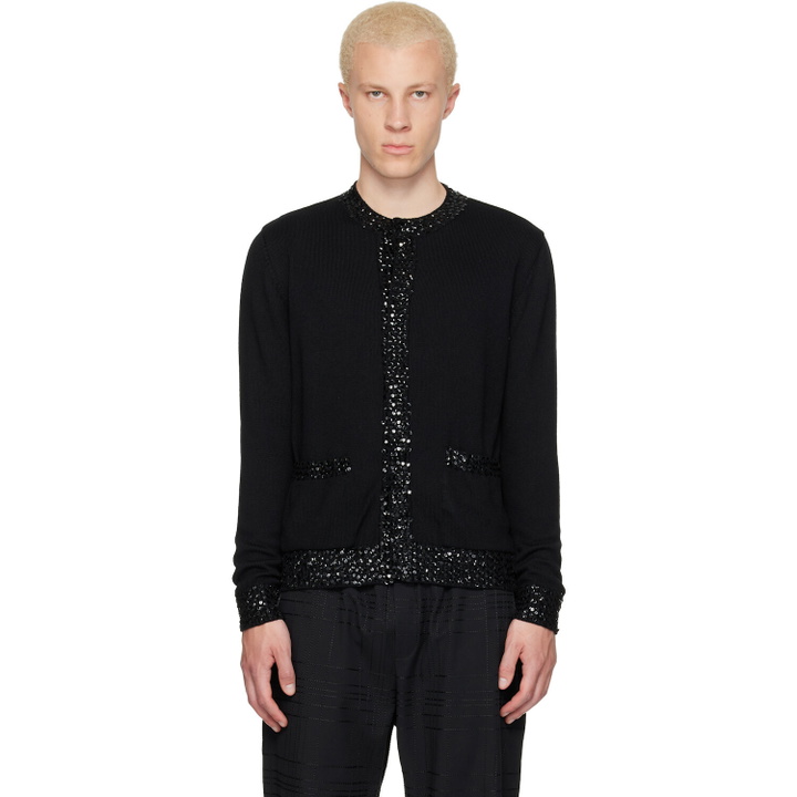 Photo: Ernest W. Baker Black Sequin Trim Cardigan