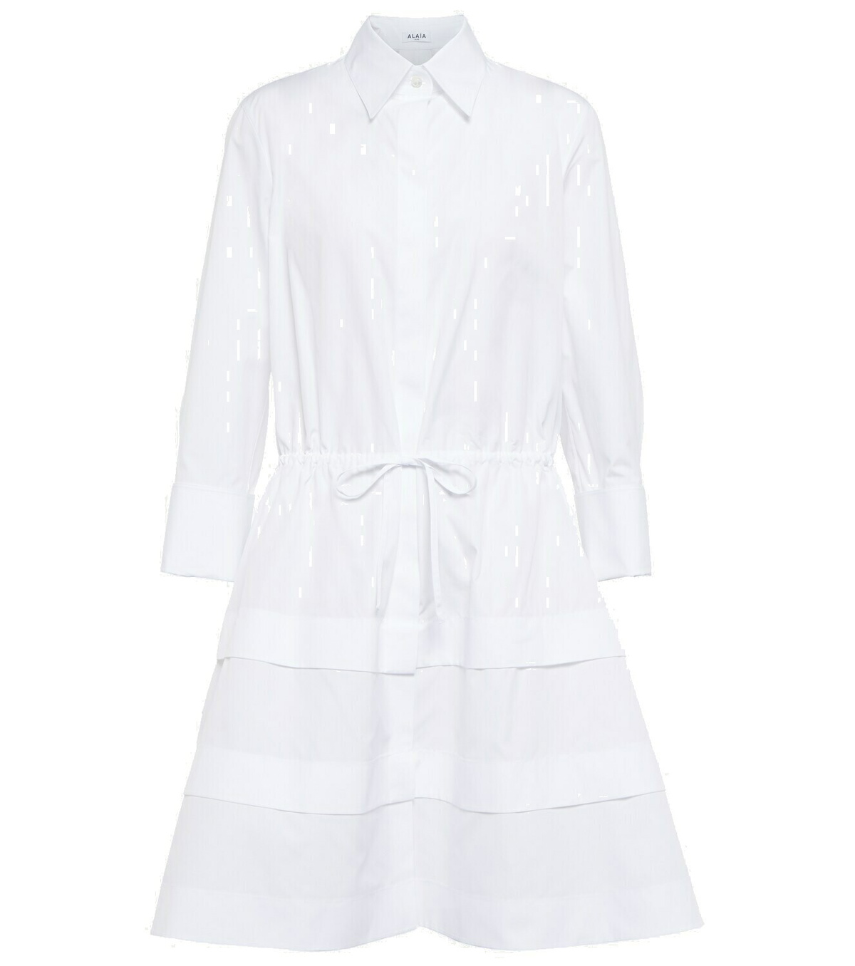 Alaïa Tiered cutout cotton poplin shirt dress ALAÏA