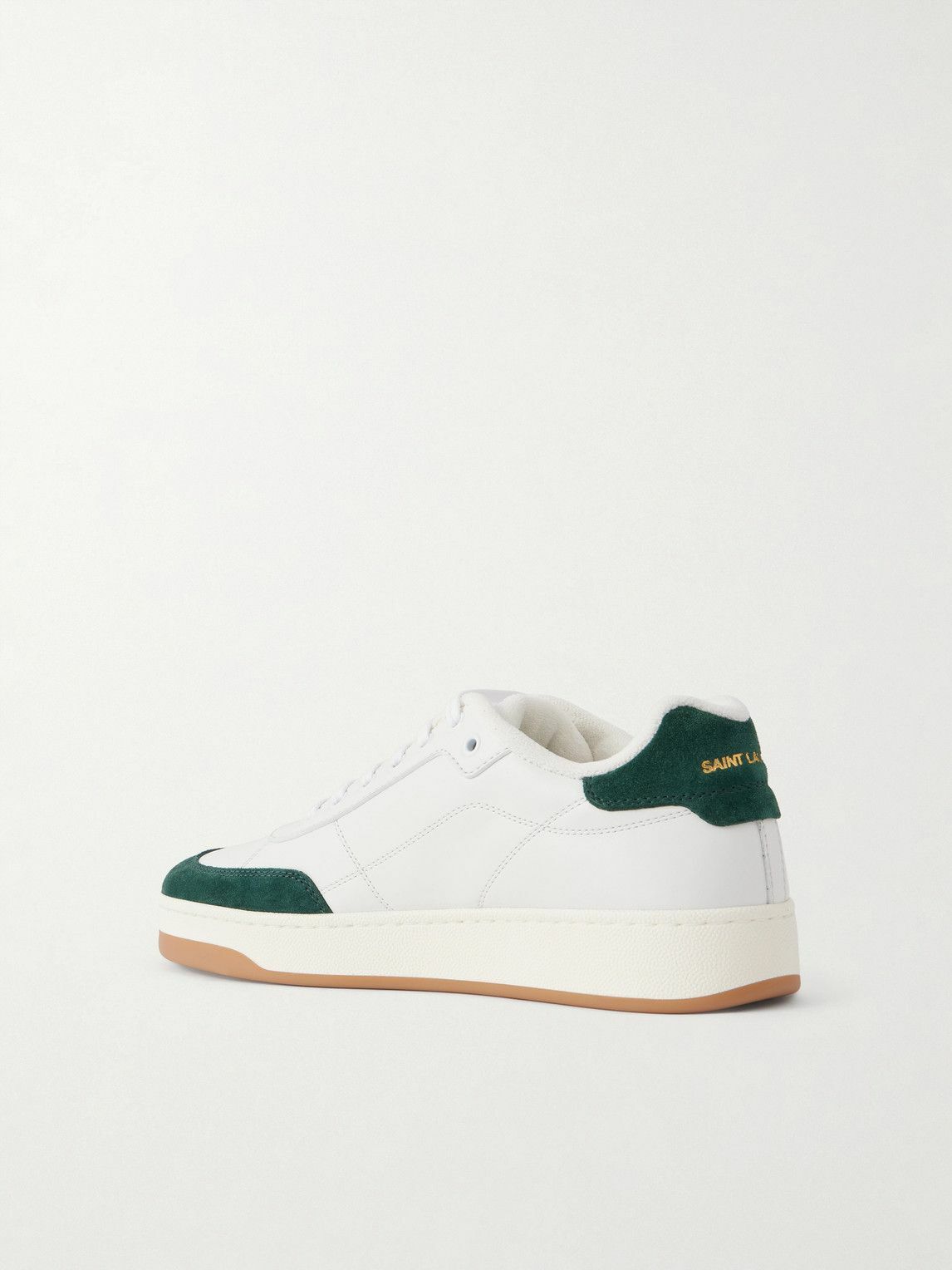 SAINT LAURENT - SL/61 Suede-Trimmed Leather Sneakers - White