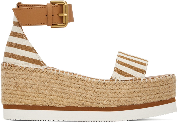 Photo: See by Chloé Tan & White Glyn Espadrilles Sandals