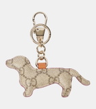 Gucci GG Canvas leather-trimmed keychain