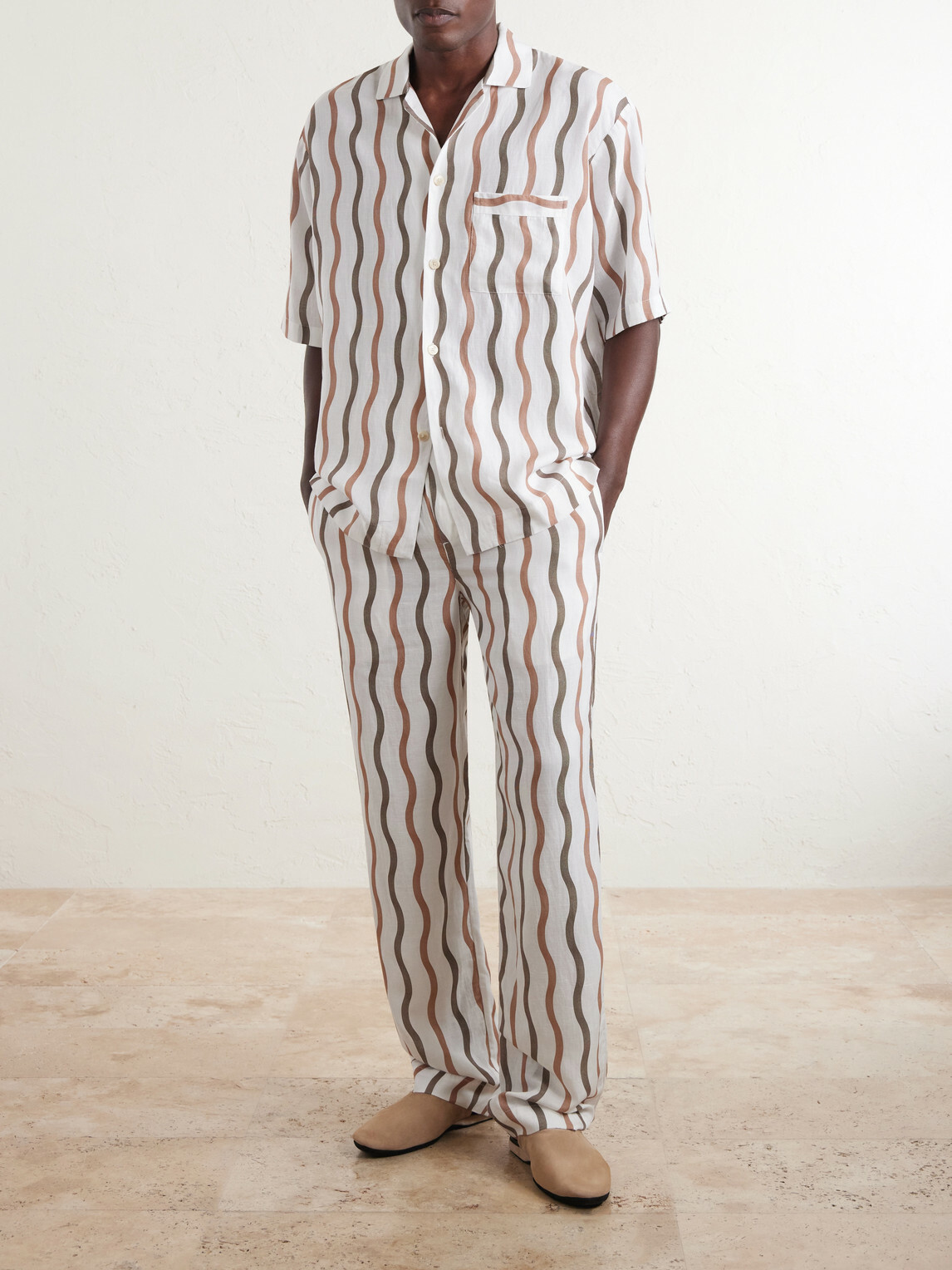 Frescobol Carioca - La Marzocco Delfino Striped Tencel® and Linen-Blend Pyjama Bottoms - Neutrals
