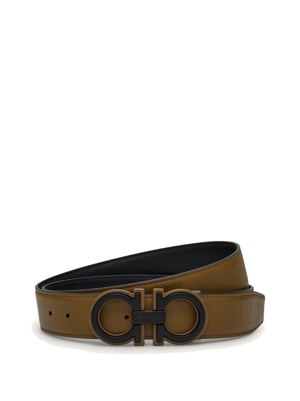 Photo: Ferragamo Mens Reversible and adjustable Gancini belt in Black