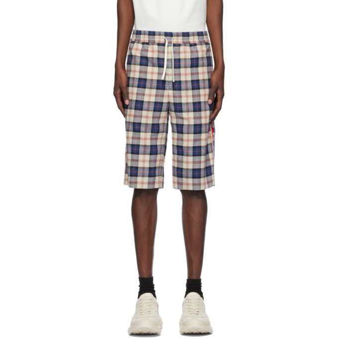 Photo: Gucci Beige and Blue Flannel Check Shorts