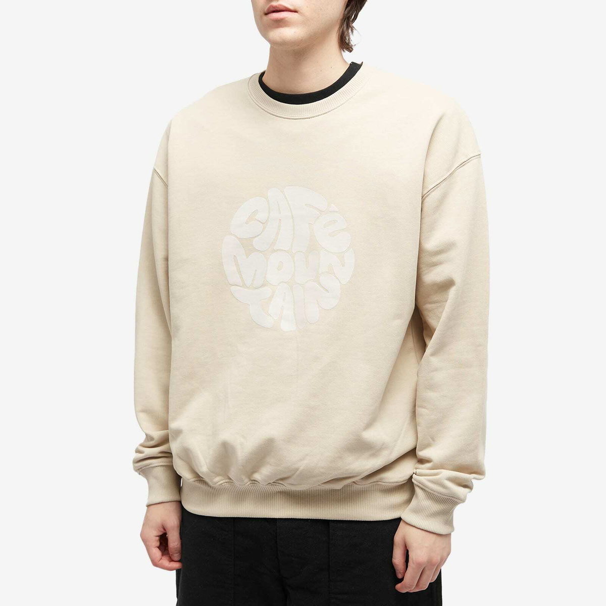 Café Mountain Men's Flow Logo Crew Sweater in Taupe