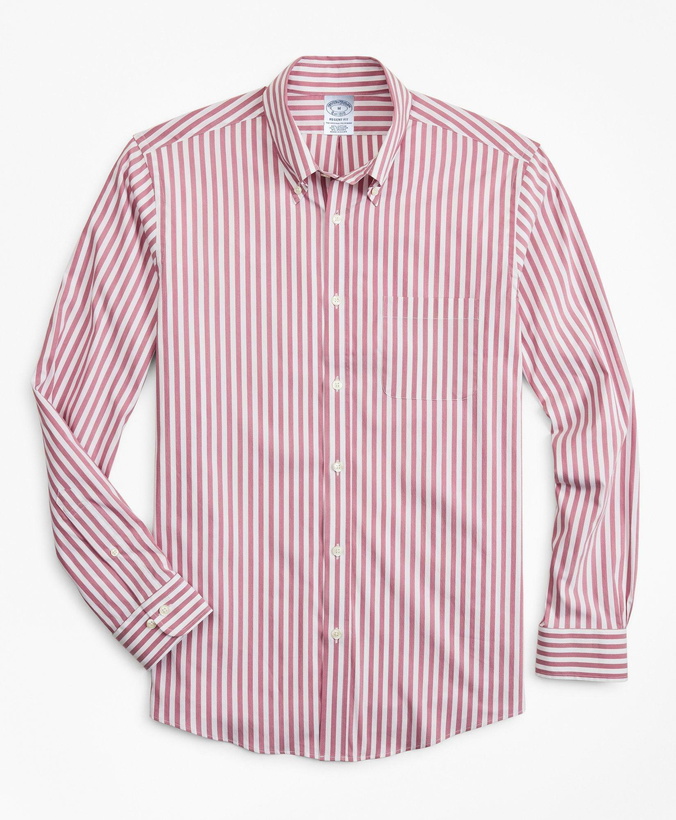 Photo: Brooks Brothers Men's Regent Regular-Fit Sport Shirt, Stretch Performance Series with COOLMAX, Stripe | Pink