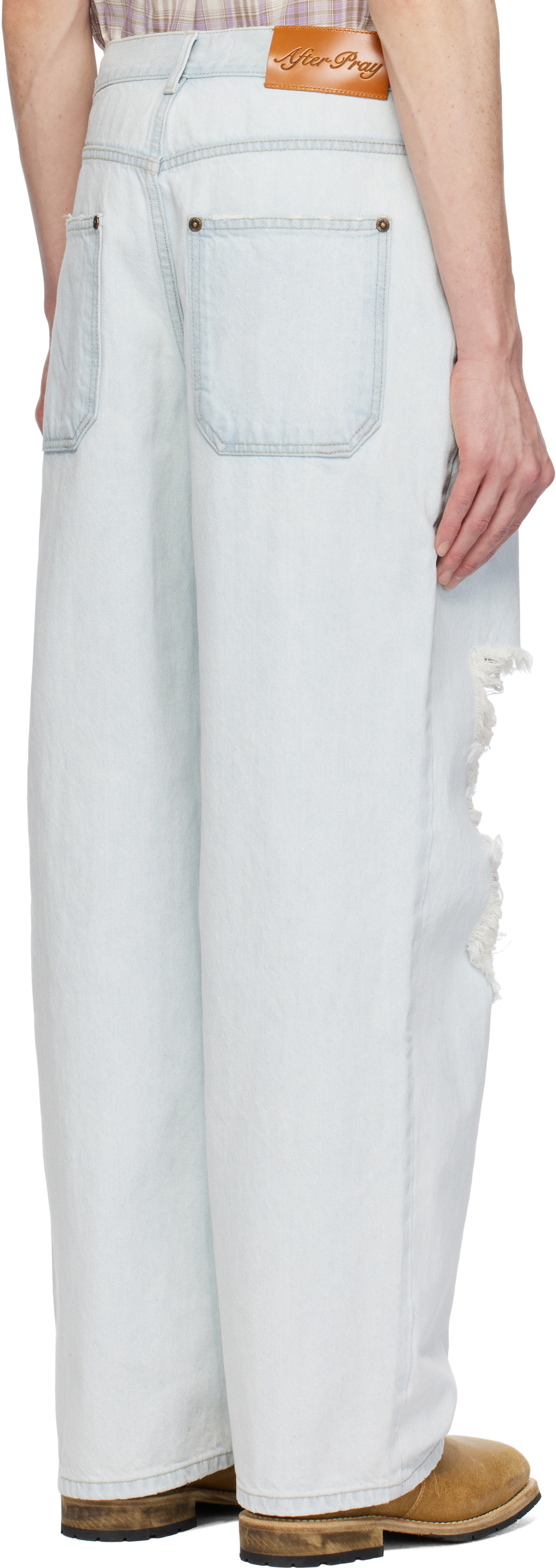 AFTER PRAY Blue Relaxed Destroyed Jeans