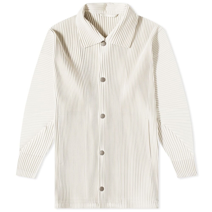Photo: Homme Plissé Issey Miyake Men's Pleated Overshirt in Pearl Grey