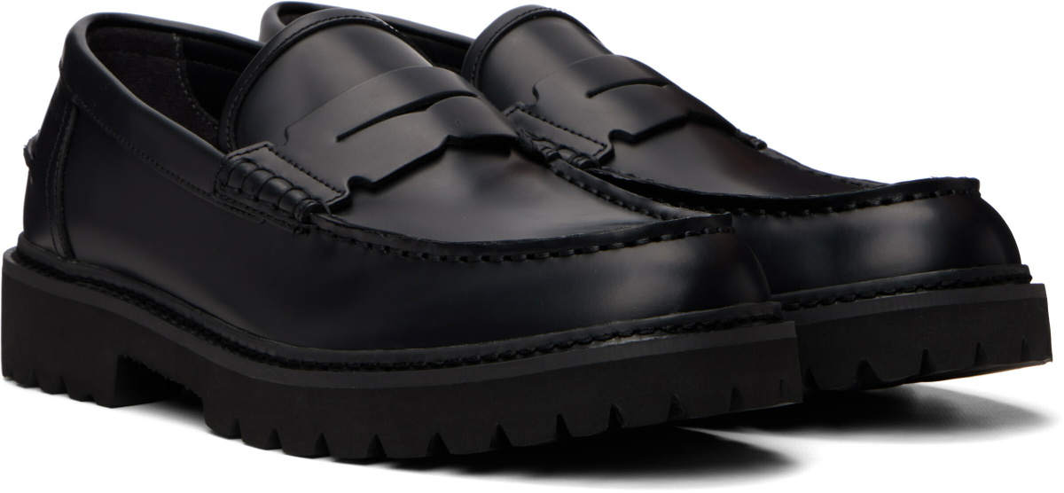 Hugo Black Embossed-Logo Loafers