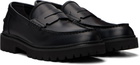 Hugo Black Embossed-Logo Loafers