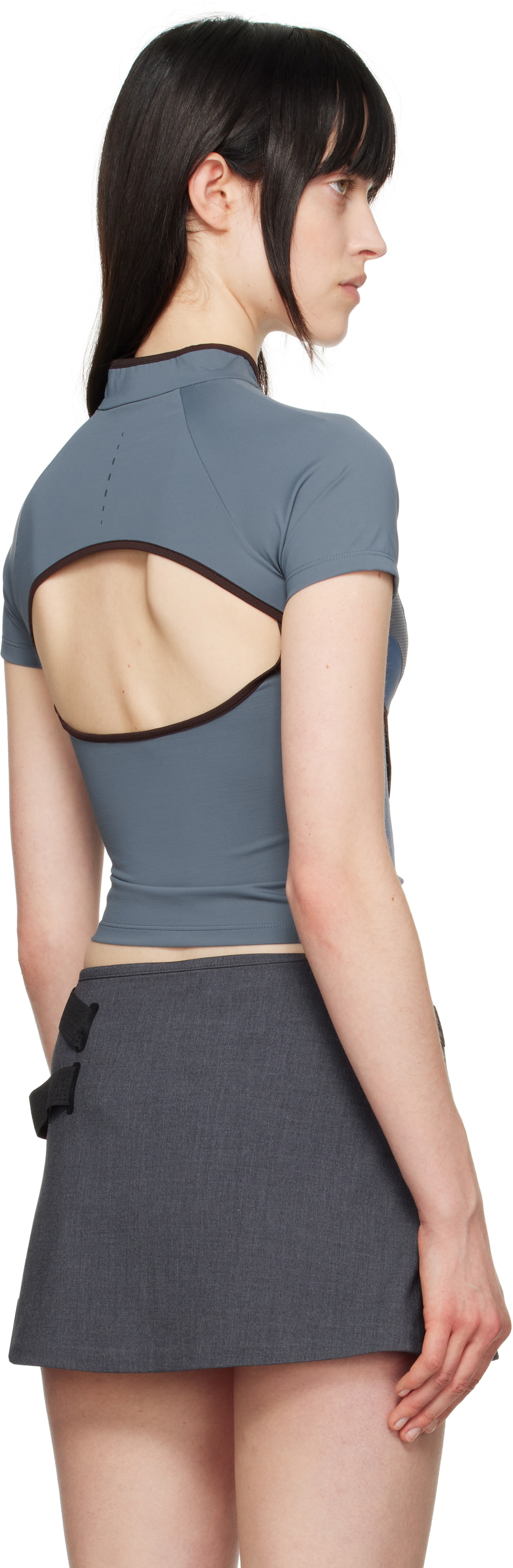 HYEIN SEO Blue Slashed Zip T-shirt