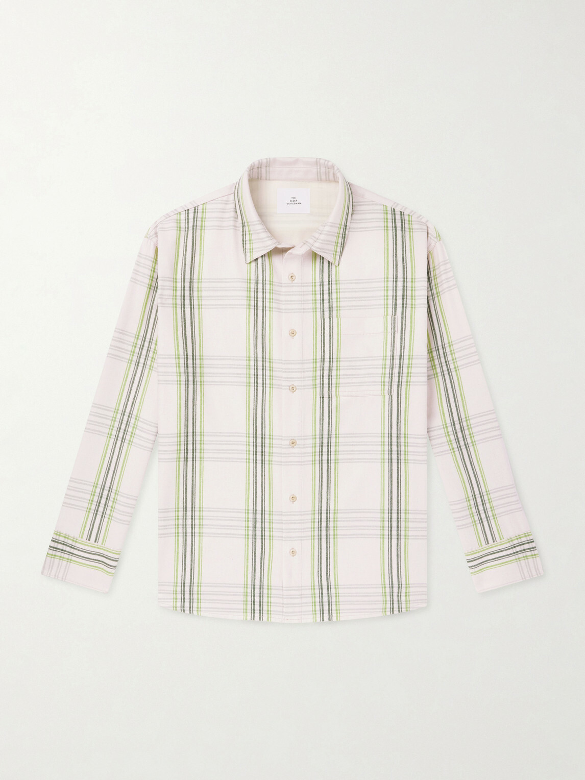 The Elder Statesman - Snap Pea Checked Virgin Wool, Silk and Cashmere-Blend Overshirt - Brown
