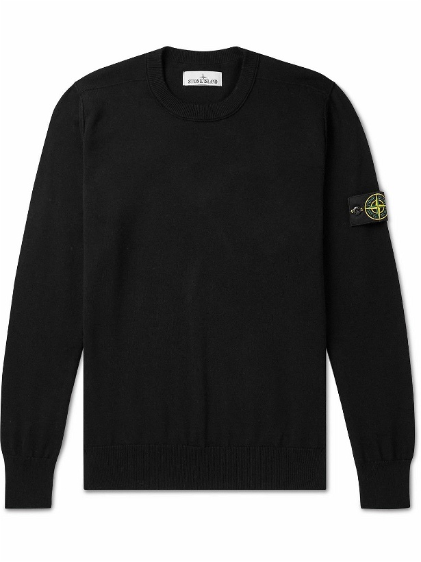 Photo: Stone Island - Logo-Appliquéd Cotton Sweater - Black