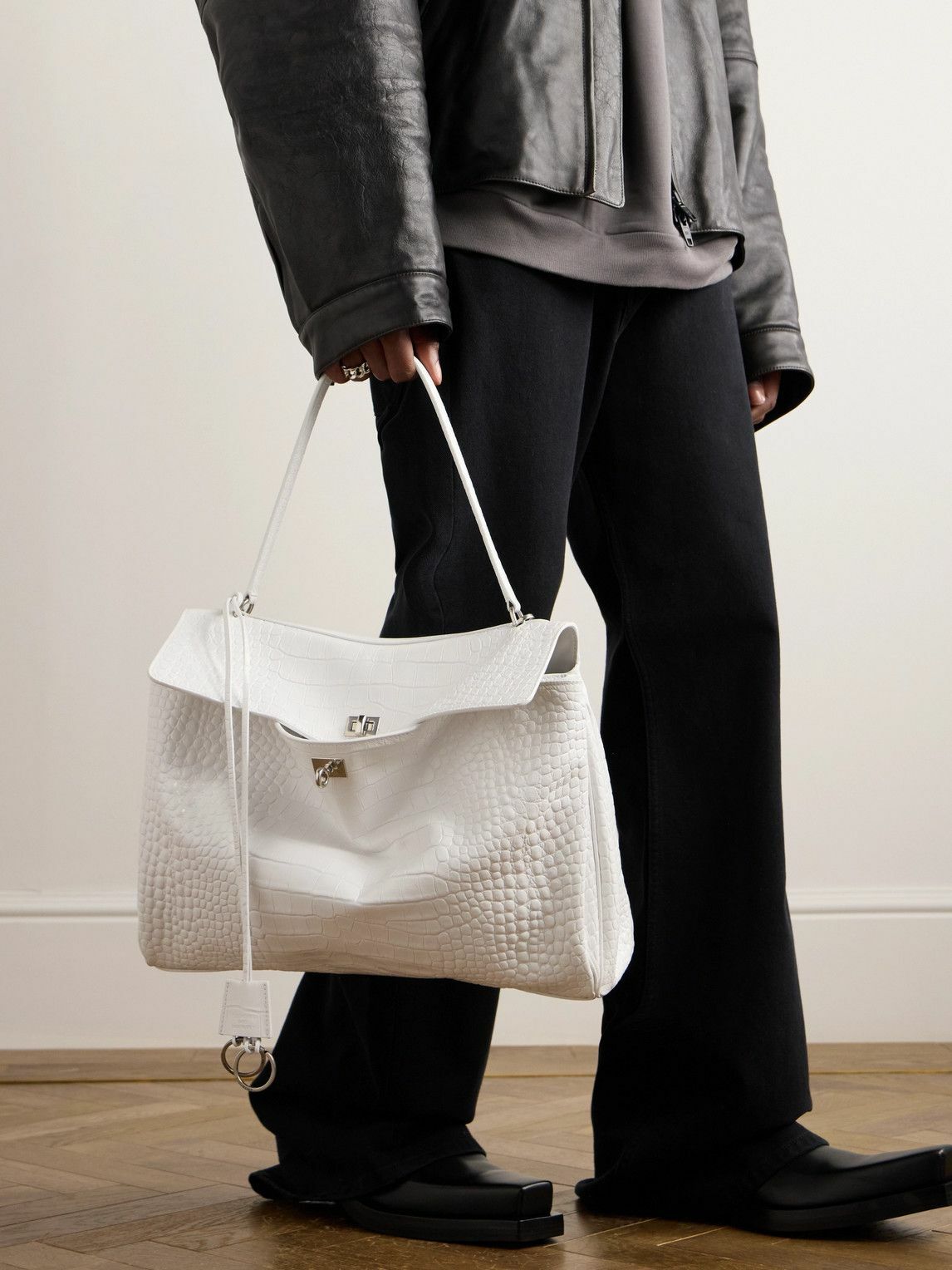 Balenciaga - Rodeo Large Croc-Effect Leather Messenger Bag Balenciaga - Rodeo Large Croc-Effect Leather Messenger Bag