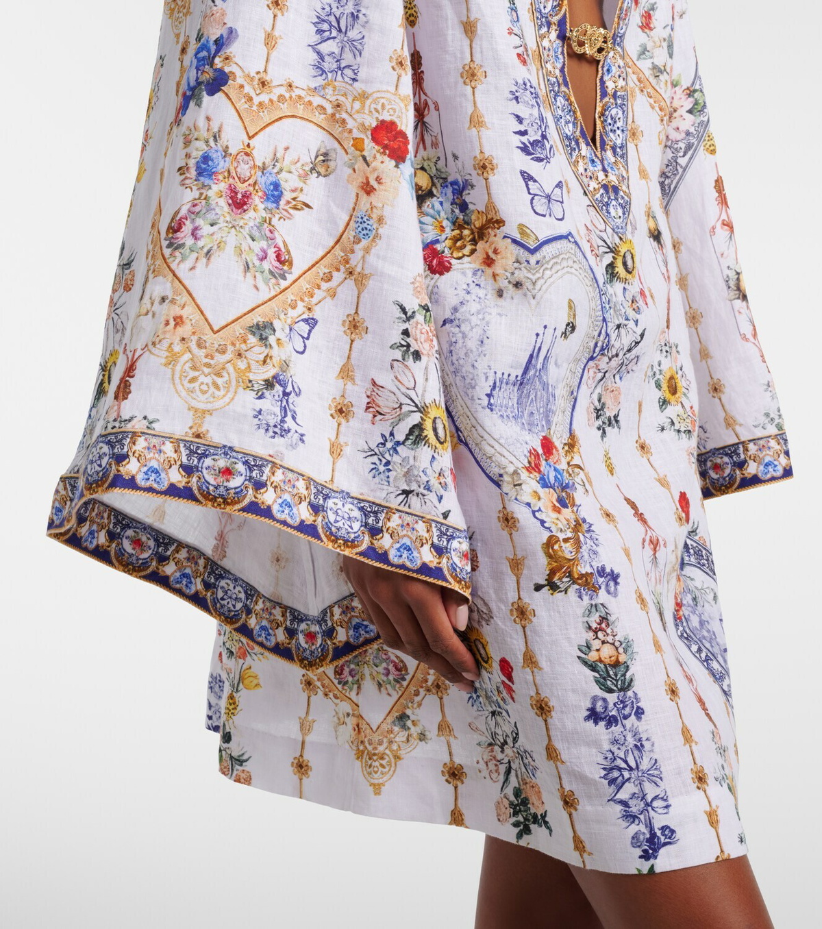 Camilla Cutout printed linen kaftan