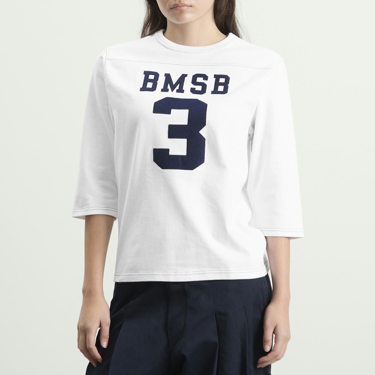 Beams Boy Women's 3/4 Sleeve Football T-Shirt in White