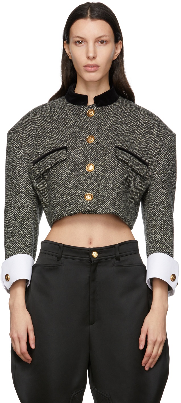 Gucci Black & White Tweed Cropped Jacket Gucci