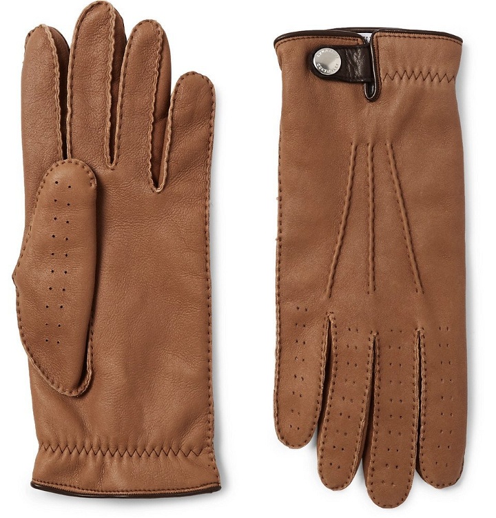 Photo: Brunello Cucinelli - Shearling-Lined Leather Gloves - Brown