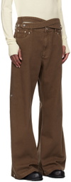 NULLUS Brown Whale Fin Snap-On Jeans