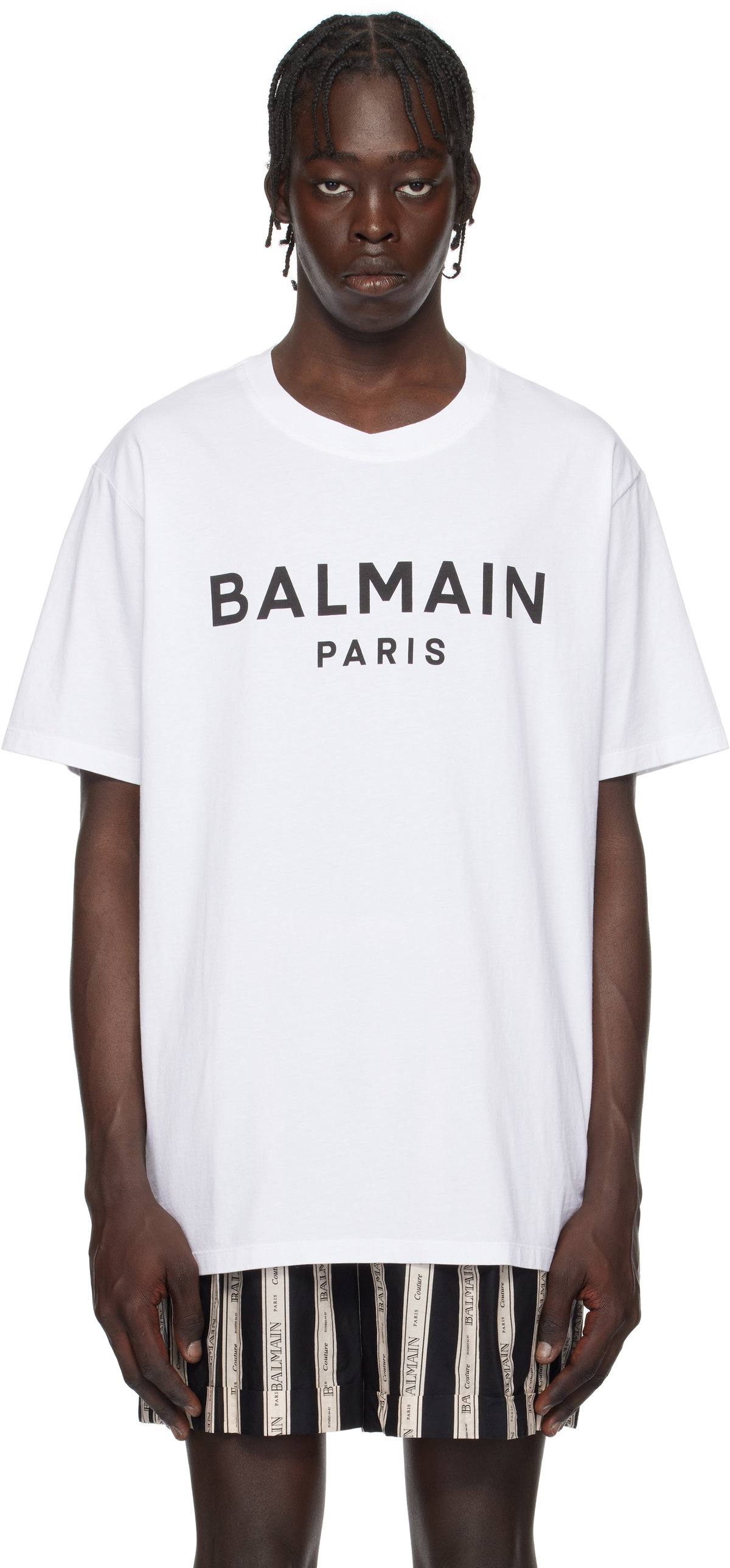 Balmain White 'Balmain Paris' Print T-shirt Balmain