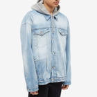 Vetements Hooded Denim Jacket in Light Blue