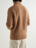 Mr P. - Stand-Collar Ribbed Virgin Wool Sweater - Brown