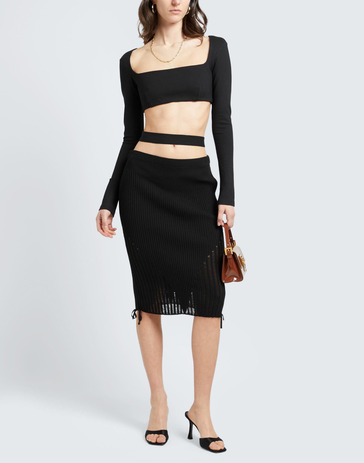 Andreādamo Womens Midi skirt in Black